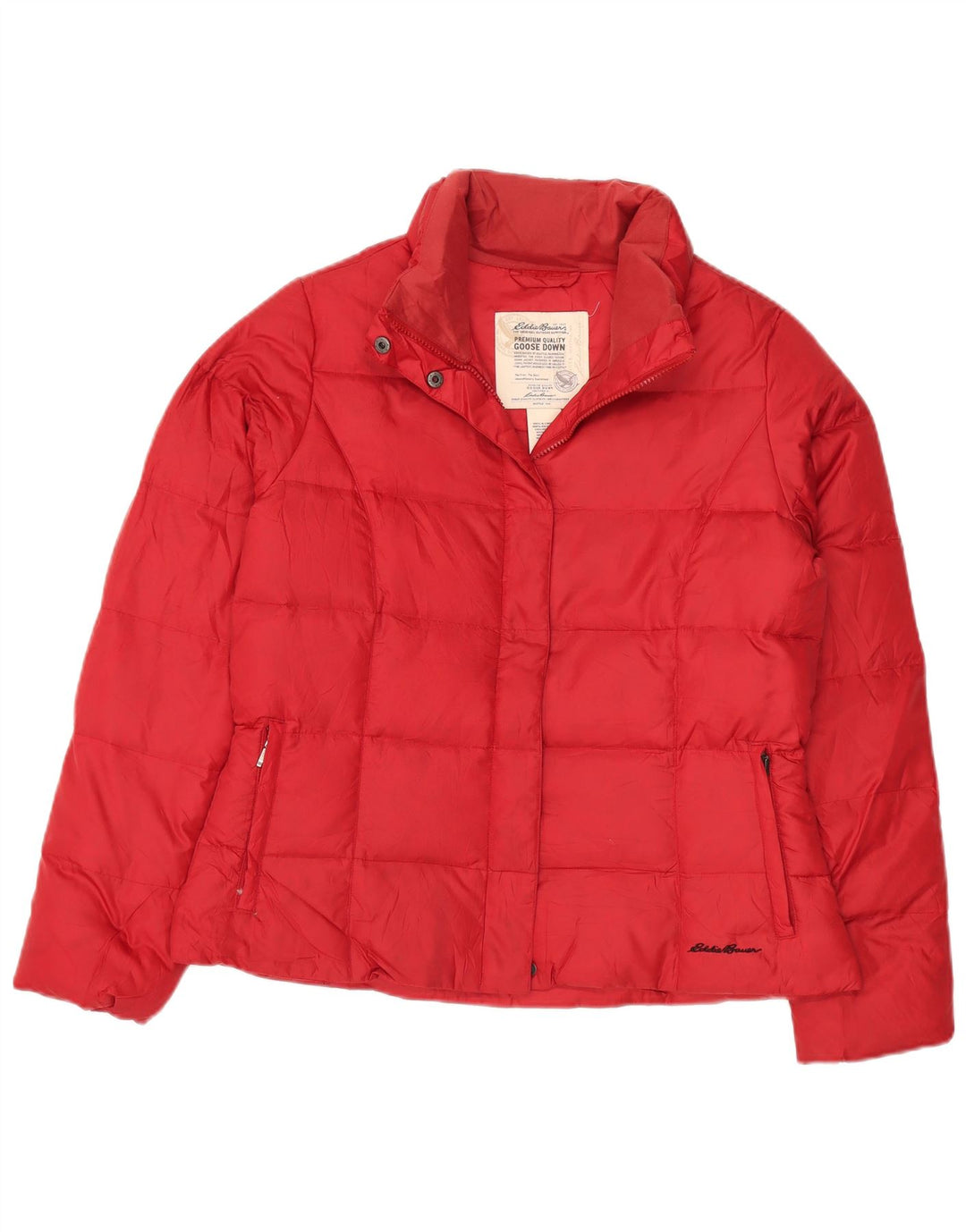 Eddie Bauer Dame Polstret Jakke UK 16 Large Rød Polyester