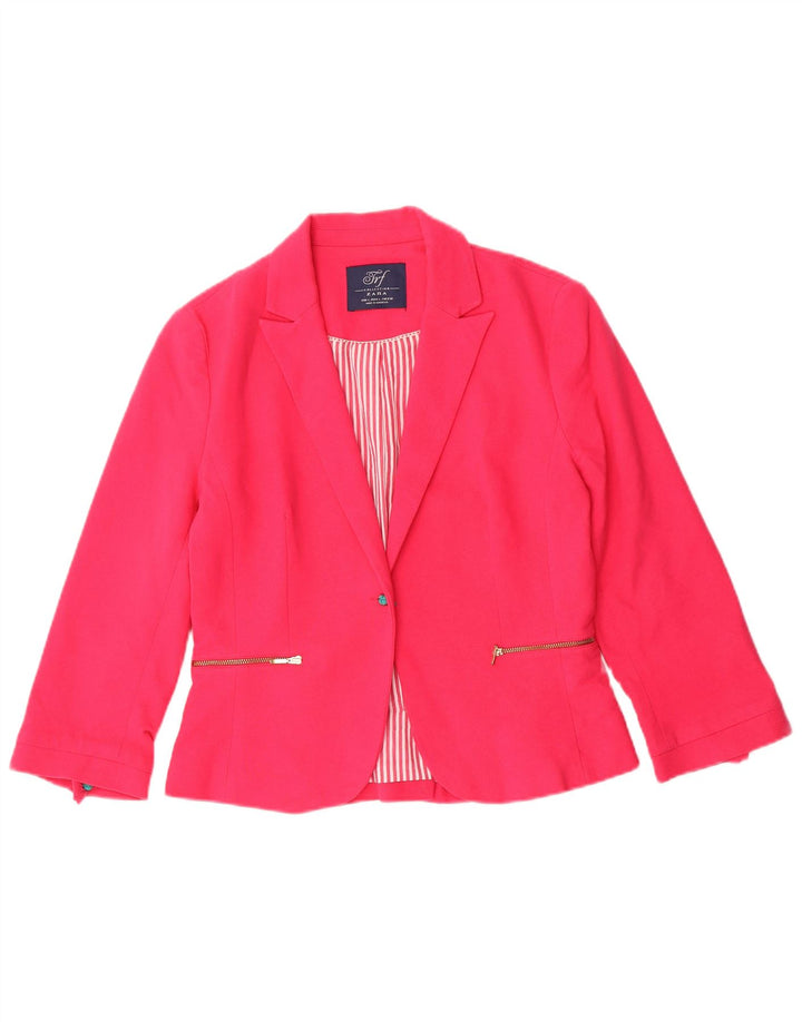 Zara Womens Crop 1-knap blazerjakke UK 14 Large Pink Bomuld