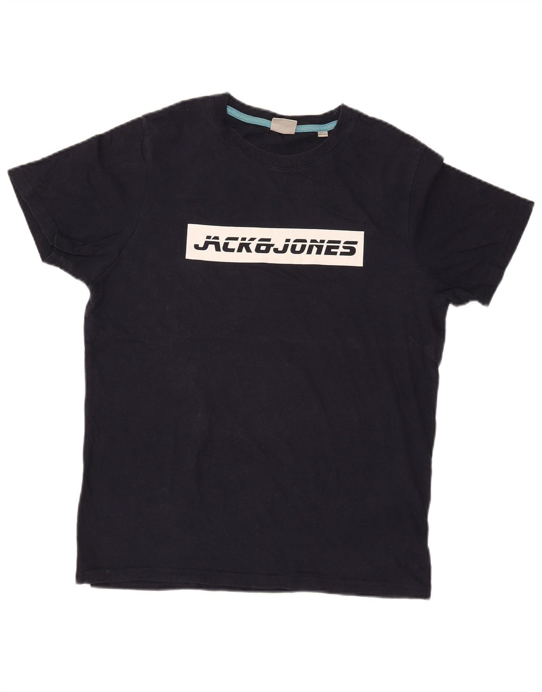 JACK & JONES Herre grafisk T-shirt top mellem marineblå bomuld