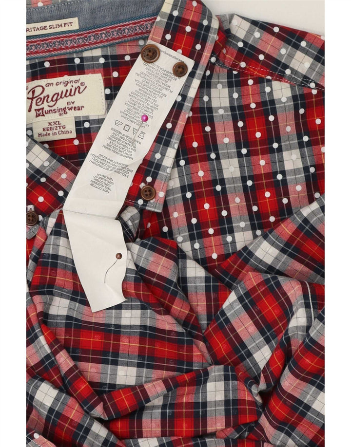 Penguin Heritage Slim Fit skjorte 2XL rød ternet bomuld