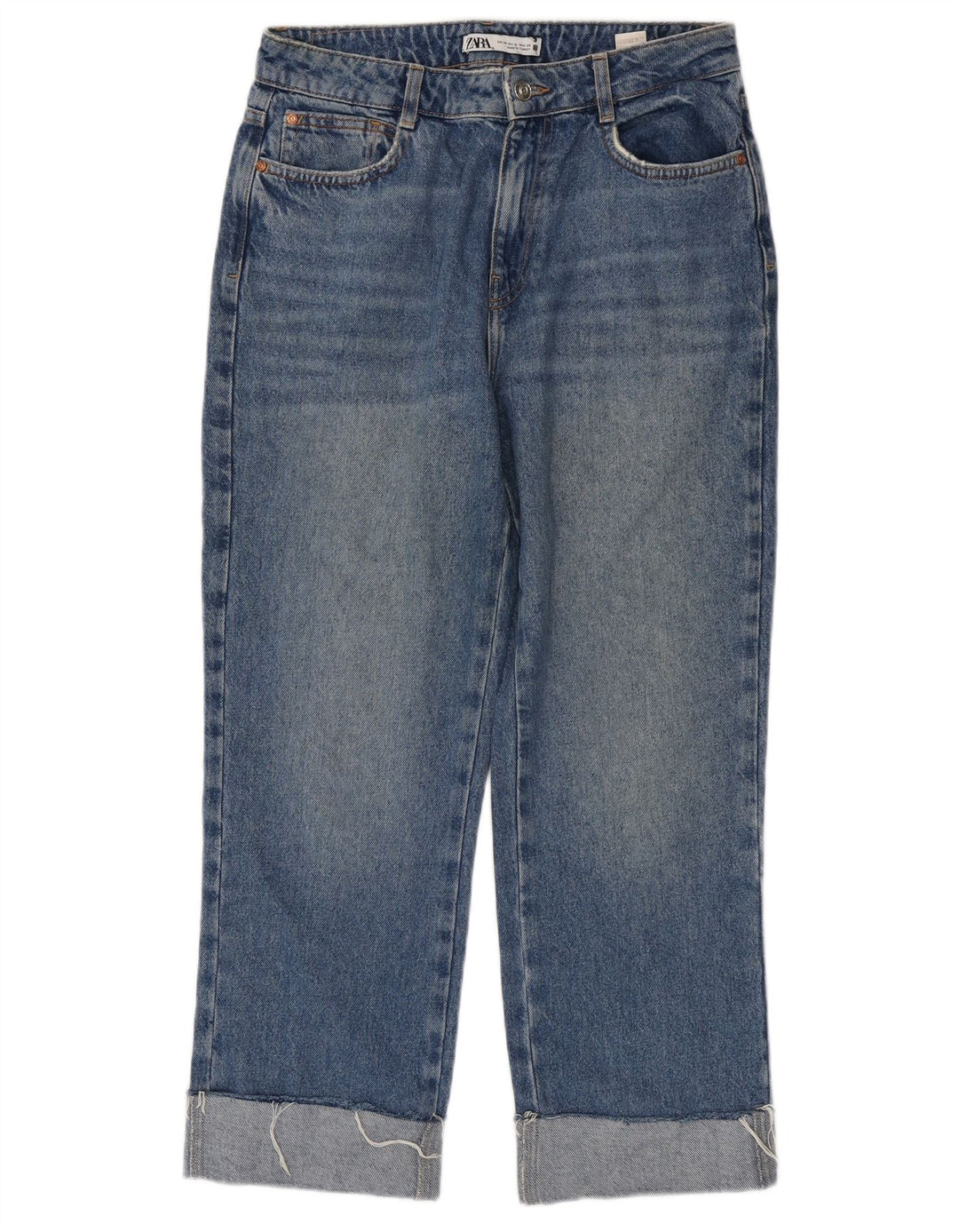 Zara Dame Straight Jeans EU 38 Small W28 L26 Blå Bomuld