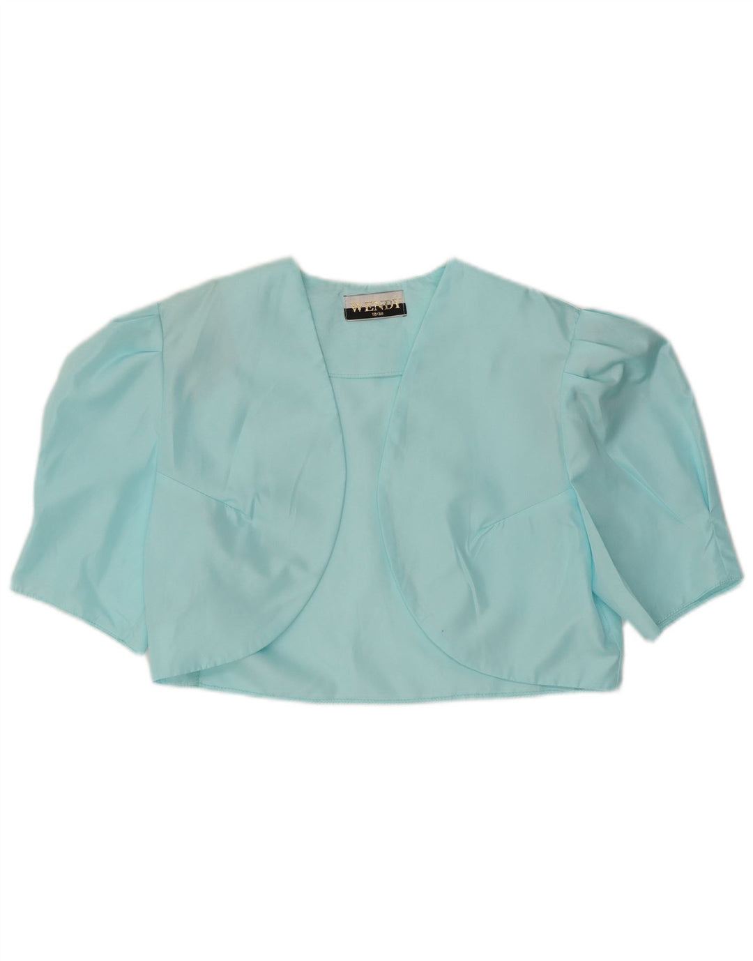 Vintage dame Bolero Top UK 12 Medium Blue Polyester