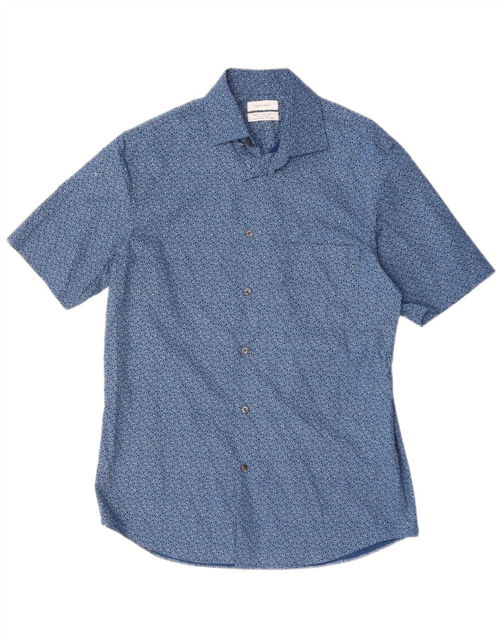 Calvin Klein Herre Kortærmet Regular Fit skjorte Medium Blue Geometric