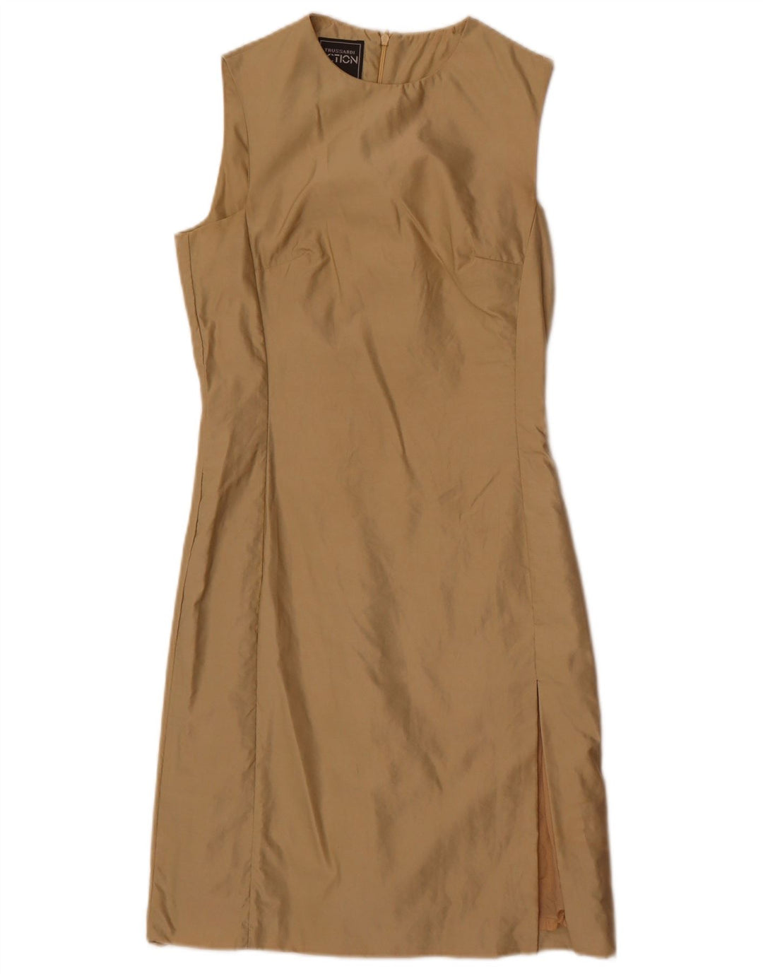 Trussardi Dame Ærmeløs Skede Kjole IT 40 Lille Beige Polyamid