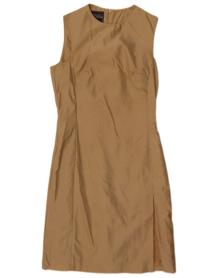 Trussardi Dame Ærmeløs Skede Kjole IT 40 Lille Beige Polyamid