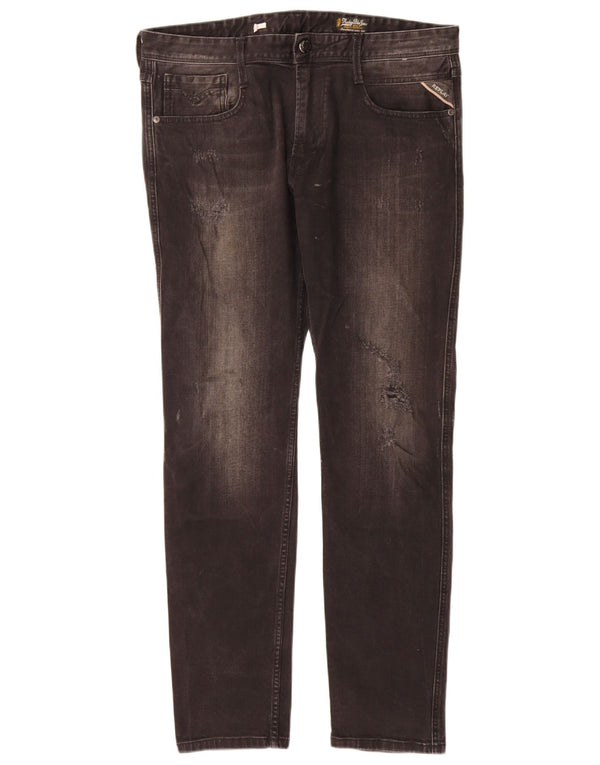 Replay Dame Distressed Slim Jeans W34 L32 Sort