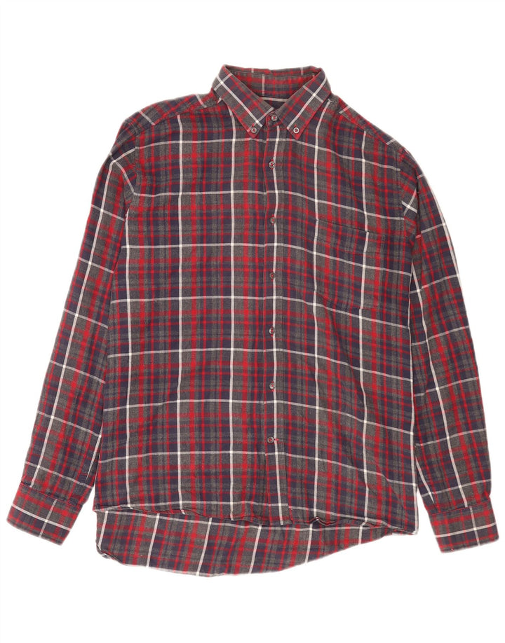 Dacks Herre Regular Fit Flanelskjorte Medium Rød Plaid Bomuld