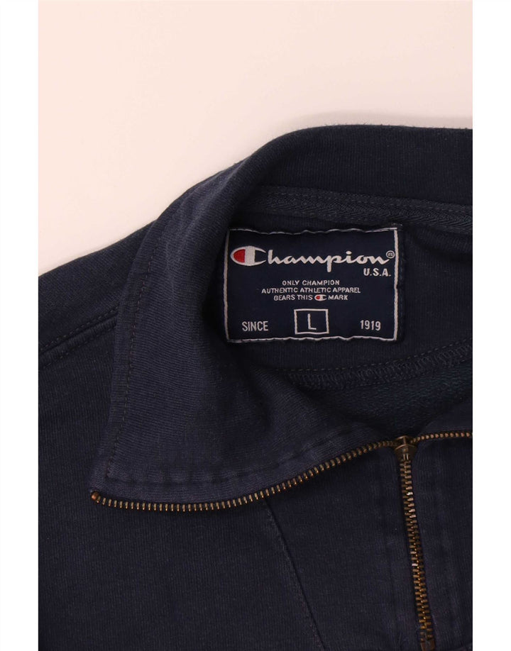 Champion Herre Zip Neck Sweatshirt Jumper Large Navy Blue