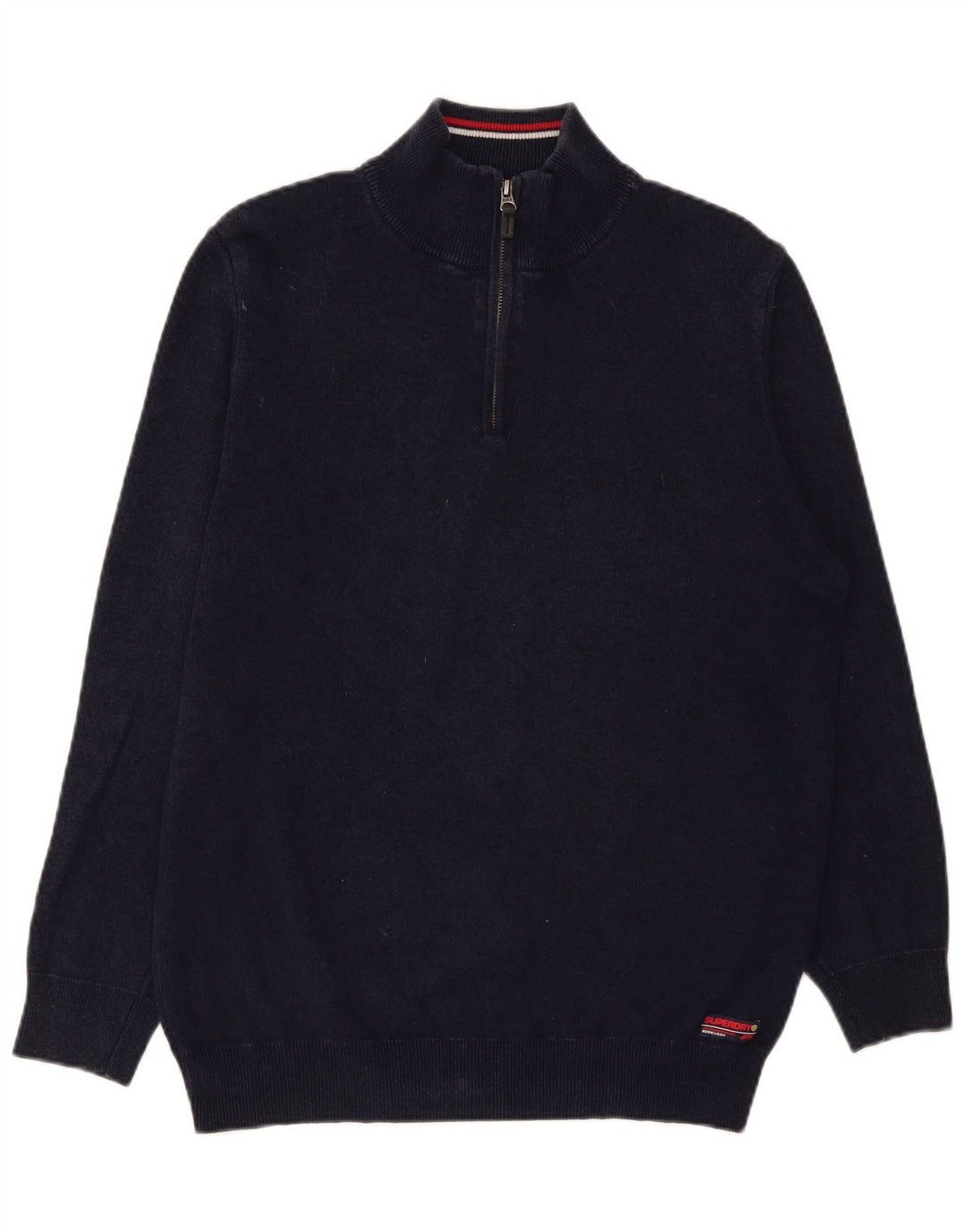 Superdry sweater med lynlås til mænd XL marineblå bomuld