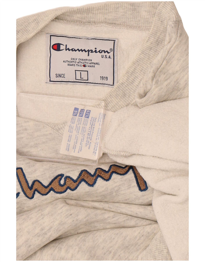 Champion Herre Grafisk Sweatshirt Jumper Large Grå Flecked Bomuld