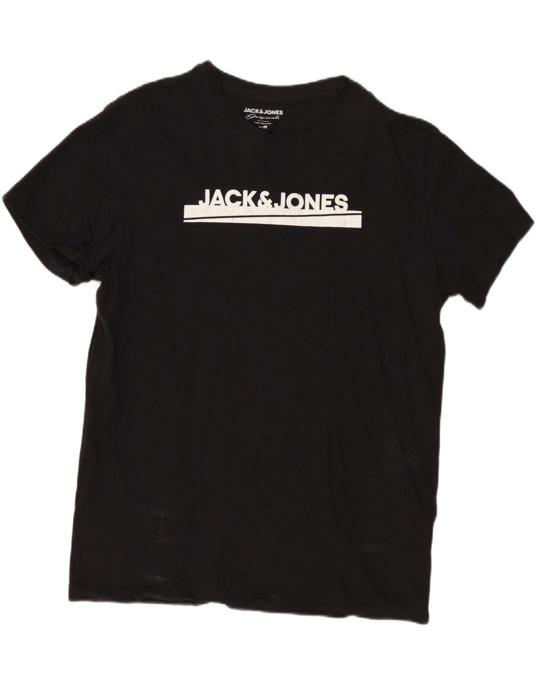 JACK & JONES Herre grafisk T-shirt Top Medium Sort Bomuld