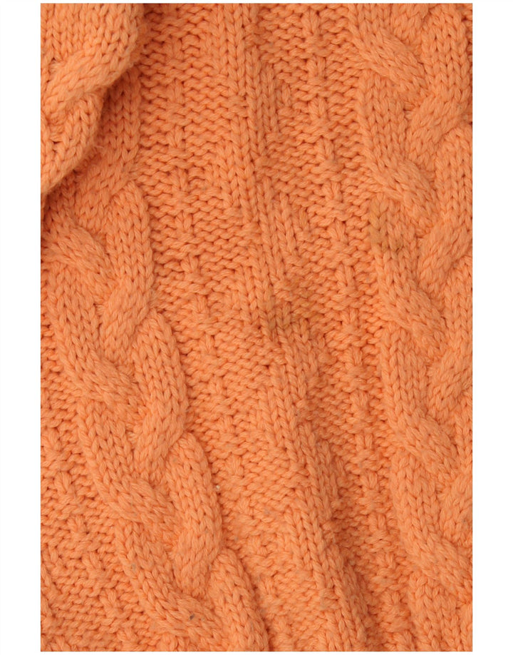 Vintage Herre Turtle Neck Jumper Sweater Large Orange Fair Isle Wool