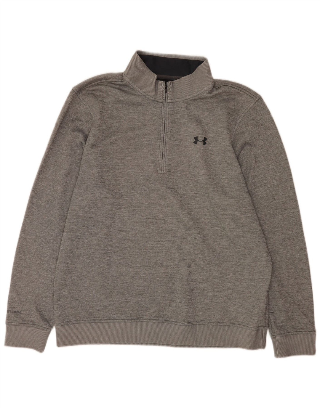 Under Armour Herre Cold Gear Zip Neck Sweatshirt Jumper Large Grå Flecked