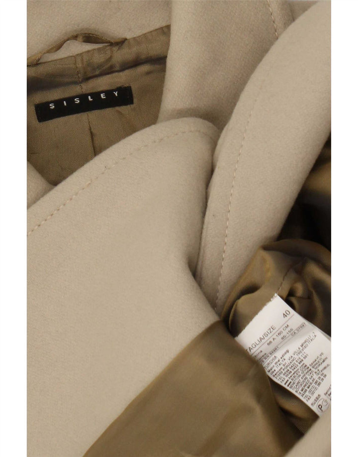 Sisley Dame Dobbeltradet Frakke IT 40 Lille Beige Uld