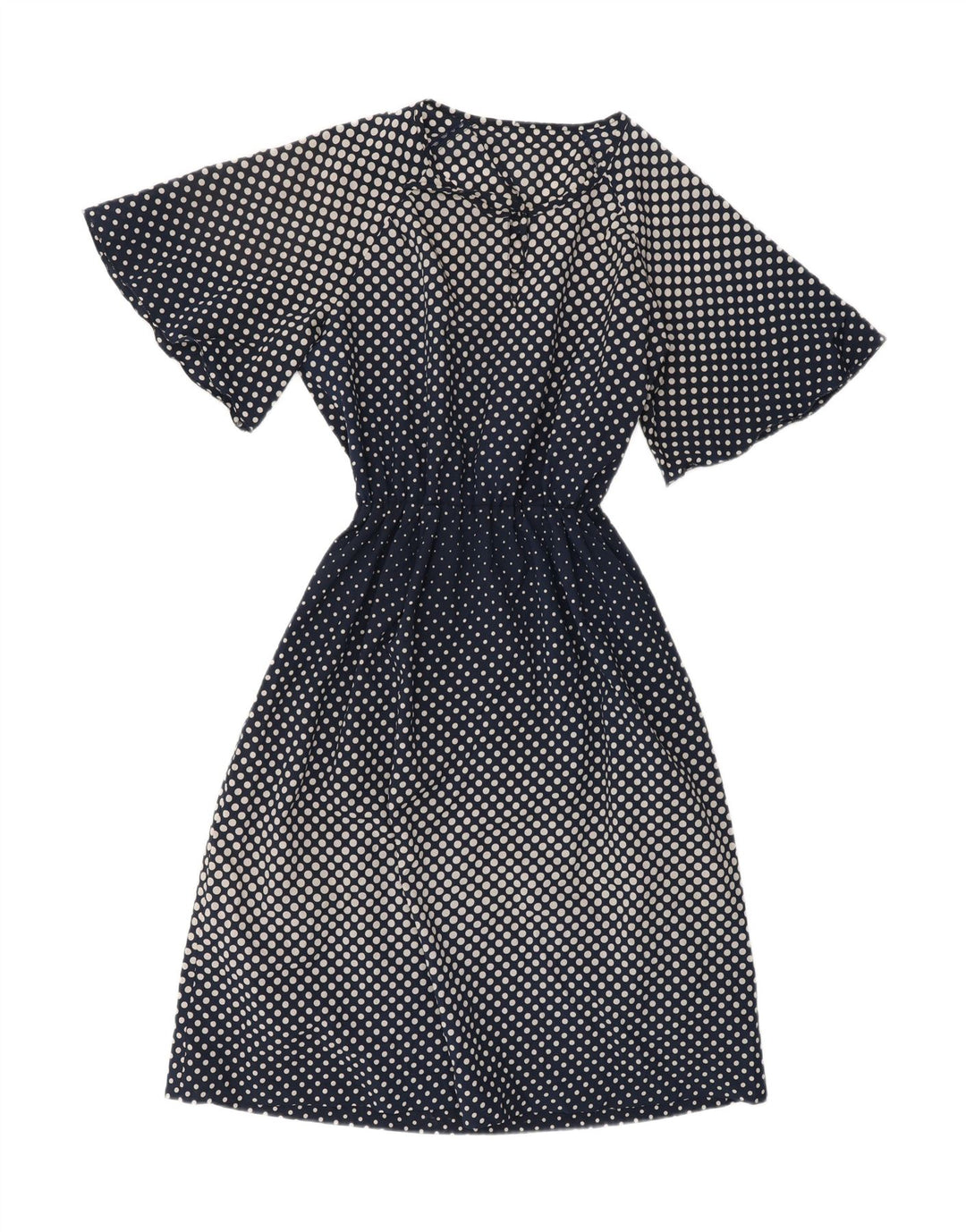 VINTAGE Womens A-Line Dress UK 14 Medium Navy Blue Polka Dot Vintage Vintage and Second-Hand Vintage from Messina Hembry 