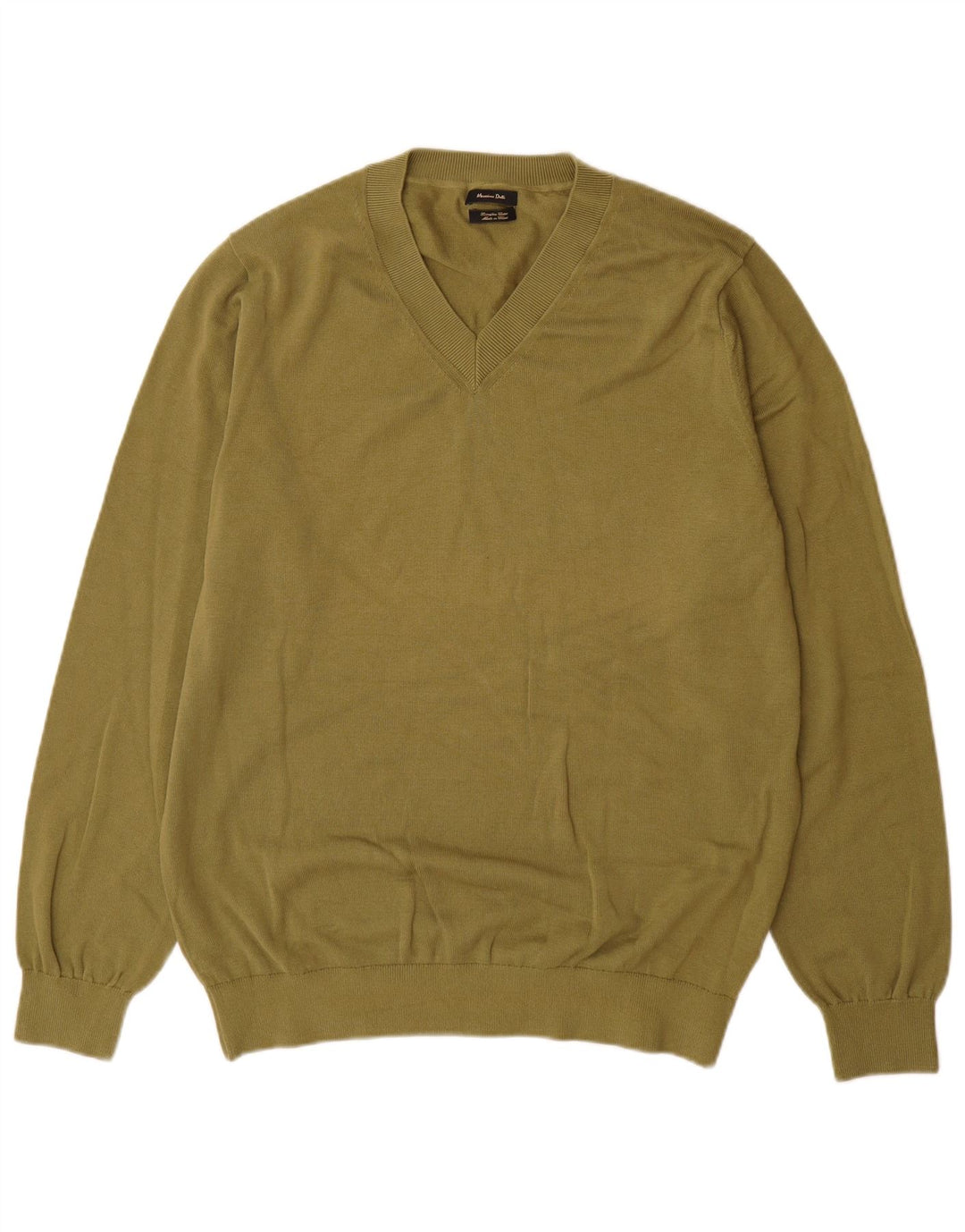 Massimo Dutti Herre V-hals sweater Stor Khaki Bomuld