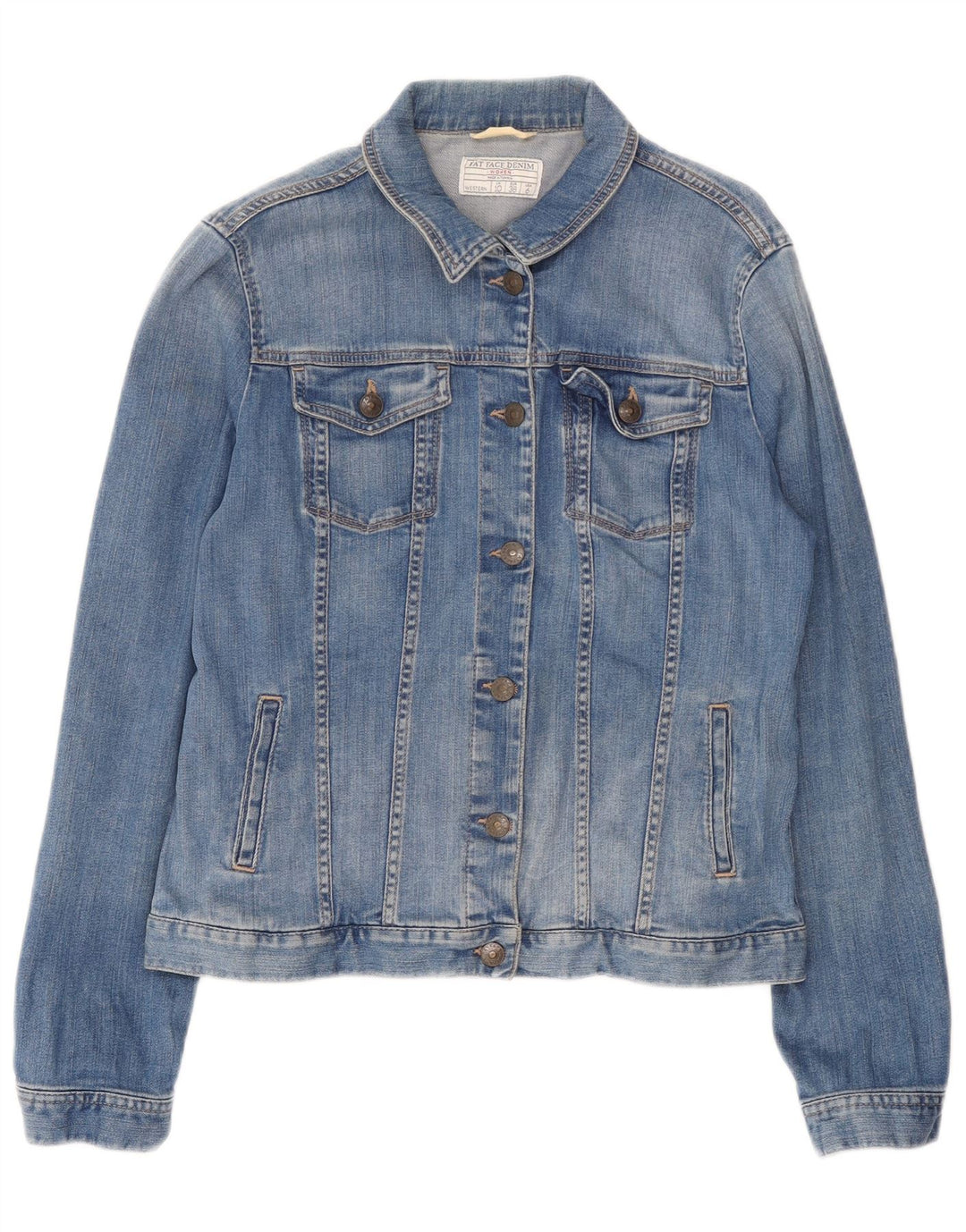 Fat Face Dame denimjakke UK 10 Small Blue Cotton