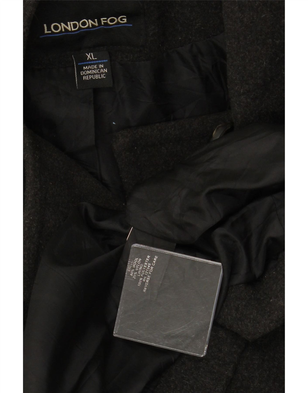 LONDON FOG Dame Hooded Pea Coat UK 18 XL Grå Uld