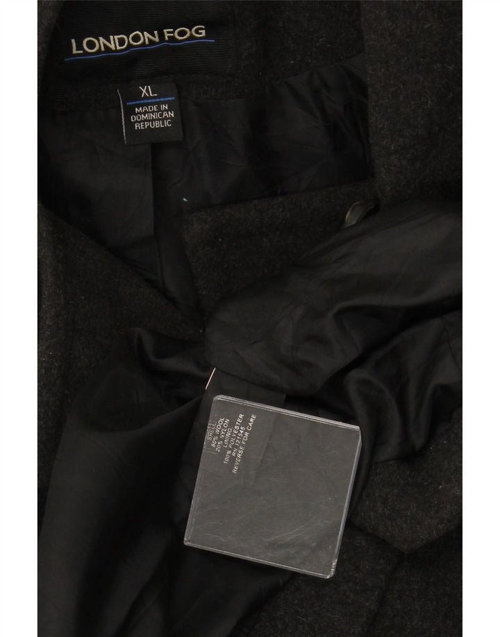 LONDON FOG Dame Hooded Pea Coat UK 18 XL Grå Uld