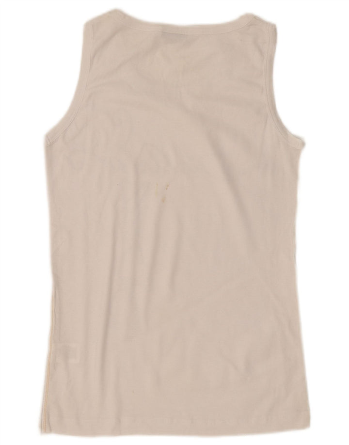 Diadora Kvinders Grafisk Vest Top UK 12 Medium Hvid Bomuld