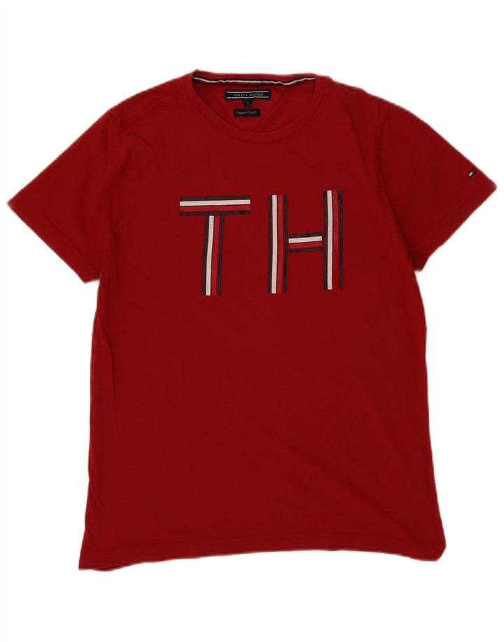 TOMMY HILFIGER Mens Graphic T-Shirt Top Small Red Cotton