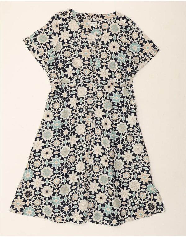 White Stuff Womens Shirt Dress UK 16 Large Navy Blue Geometric