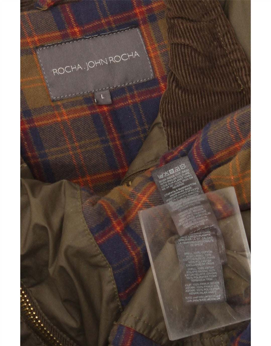 John Rocha Herre Utility Jacket UK 40 Large Khaki Cotton