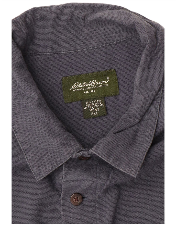 Eddie Bauer kortærmet herreskjorte 2XL marineblå bomuld