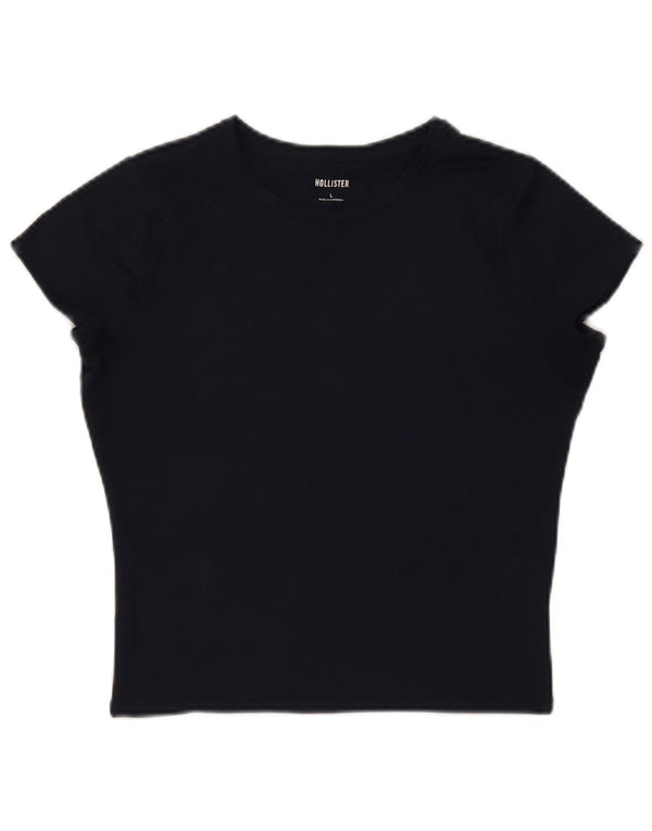 Hollister Womens Crop T-Shirt Top UK 14 Stor sort polyester