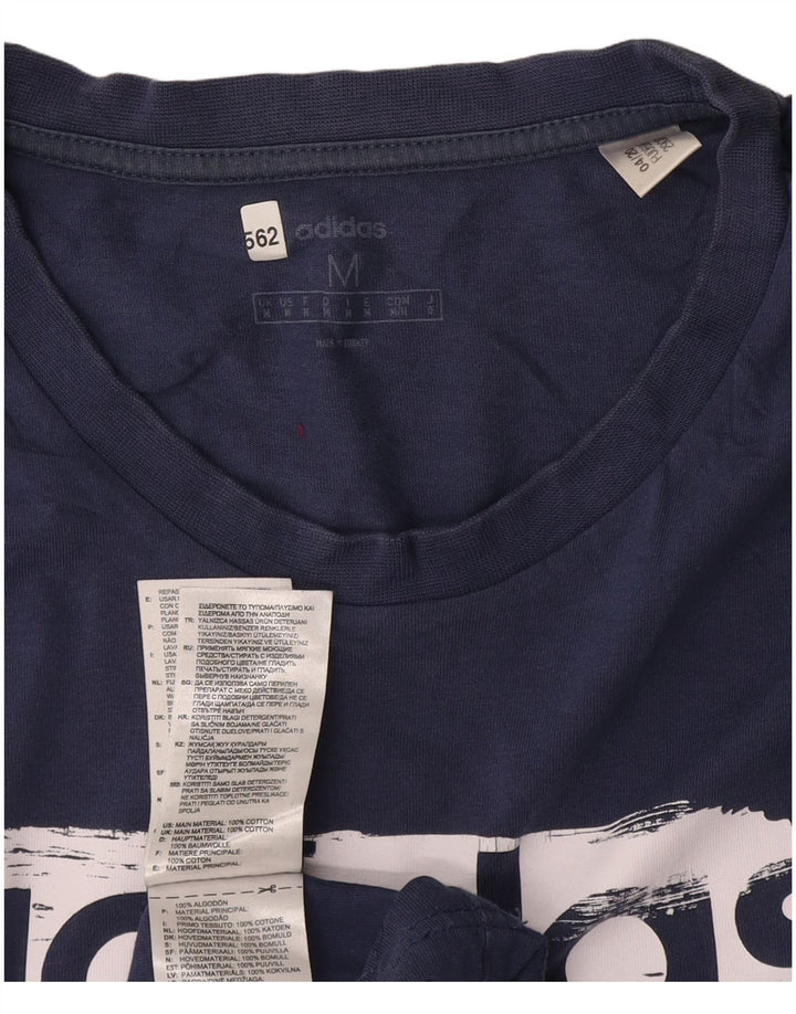 Adidas Herre grafisk T-shirt Top Medium Marineblå Bomuld