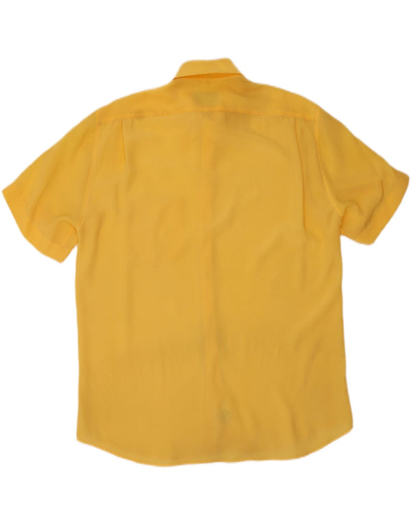 Vintage kortærmet herreskjorte stor gul polyester