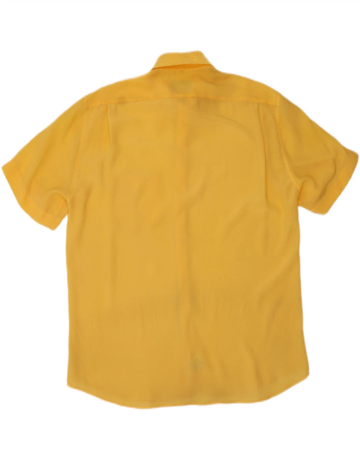 Vintage kortærmet herreskjorte stor gul polyester