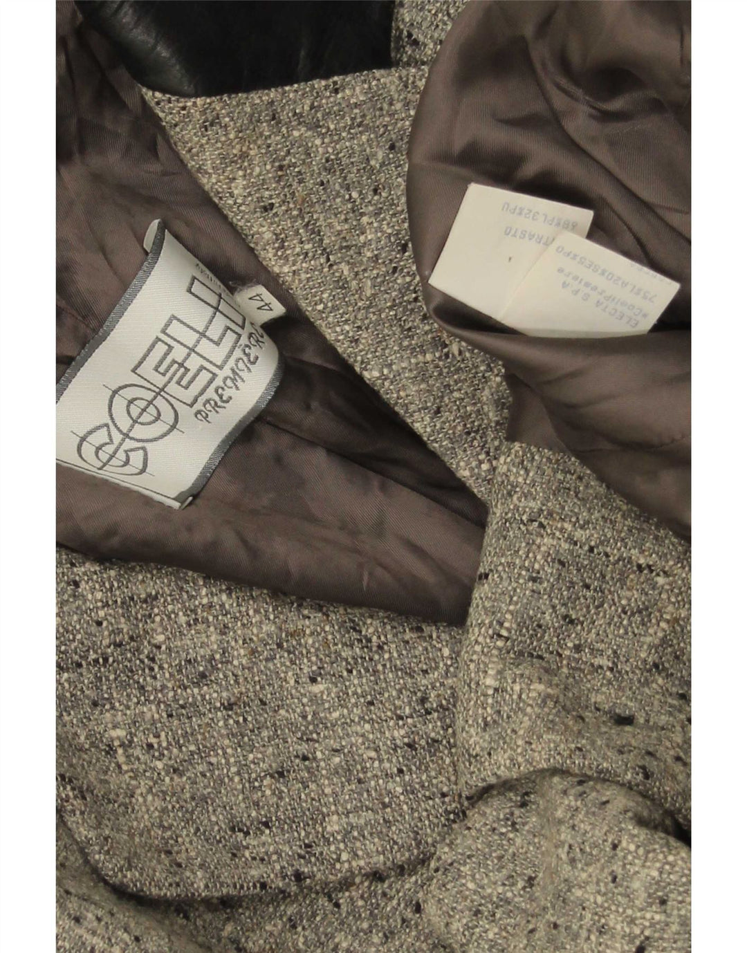 Vintage dame 3-knaps blazerjakke IT 44 Medium Grey Flecked Wool