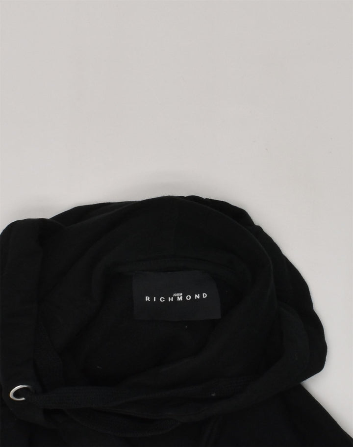 RICHMOND Girls Graphic Hoodie Jumper 9-10 Years Black Cotton | Vintage Richmond | Thrift | Second-Hand Richmond | Used Clothing | Messina Hembry 