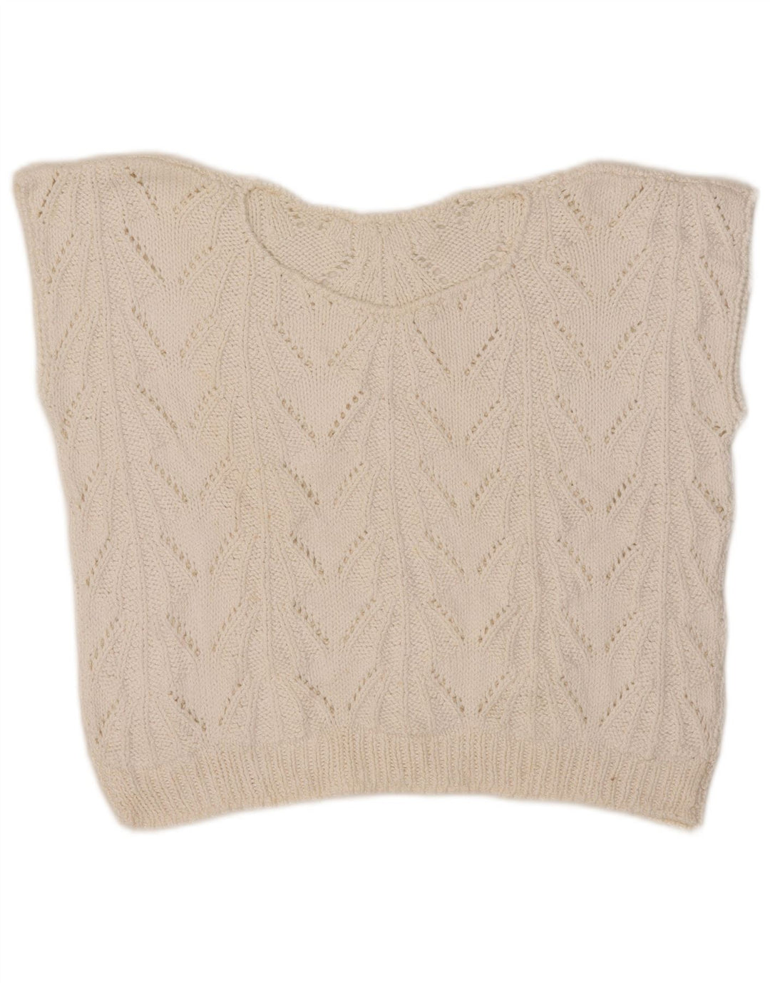 Vintage Dame Crop Vest Tank Top UK 12 Medium White