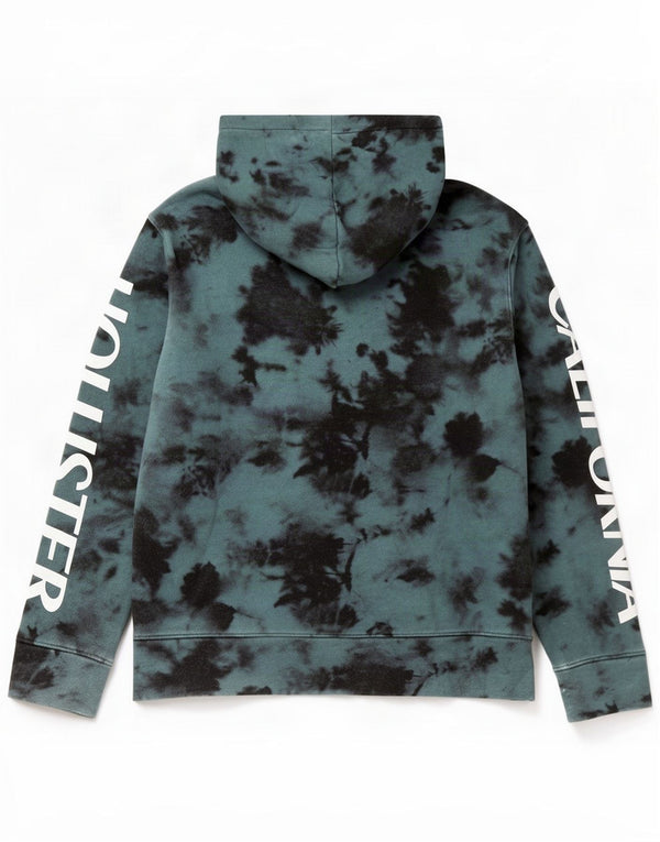 Hollister Grafisk hættetrøje til mænd XS Green Tie Dye Bomuld