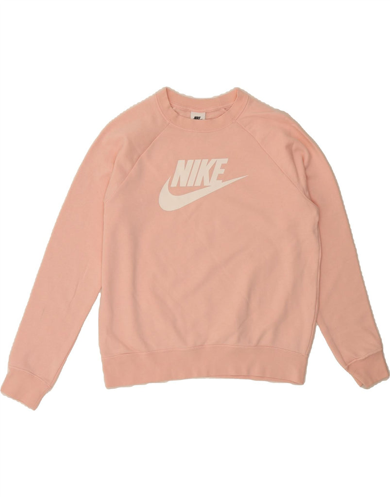 NIKE Womens Graphic Sweatshirt Jumper UK 14 Medium Pink Cotton Vintage Nike and Second-Hand Nike from Messina Hembry 