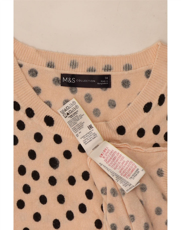 Marks & Spencer Dame Boat Neck Jumper Sweater UK 14 Medium Pink Polka Dot