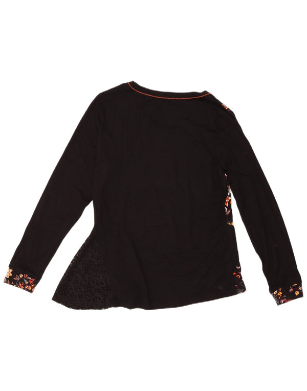 Joe Browns Dame Top Langærmet UK 14 Medium Black Floral Viscose