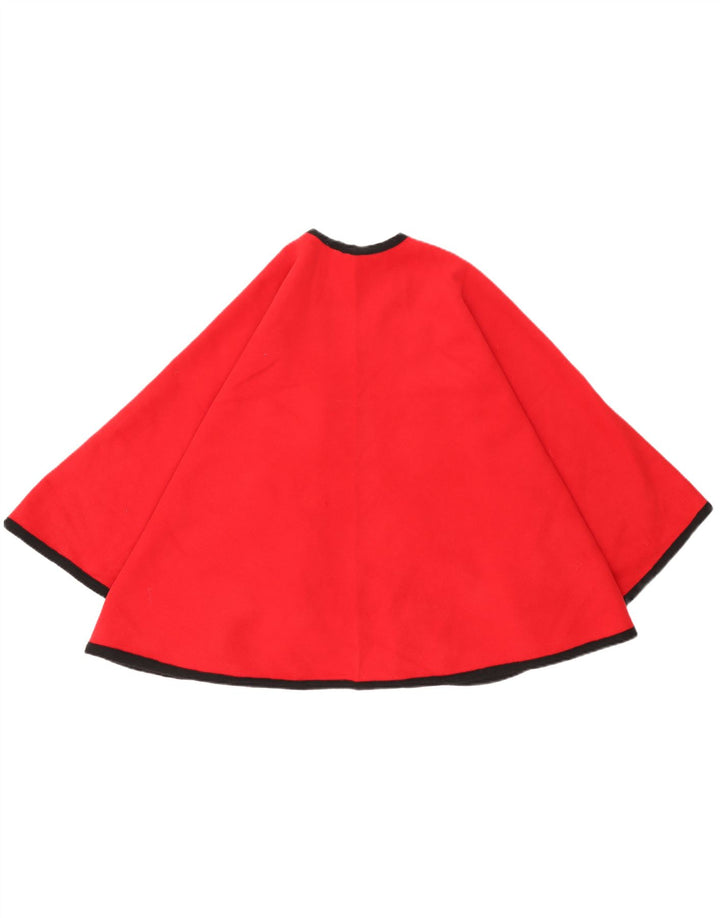 Vintage kvinders 3/4 ærmer åben ponchofrakke UK 16 Large Red