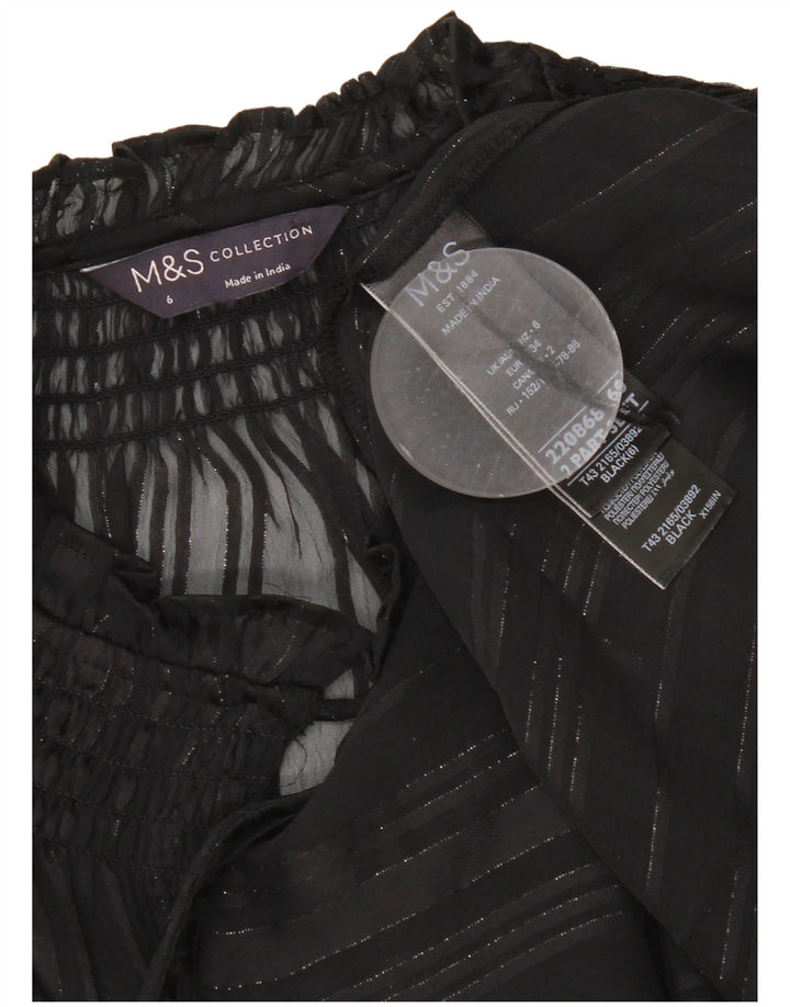 Marks & Spencer Dame Oversized Langærmet Se Through Top UK 6 XS Sort
