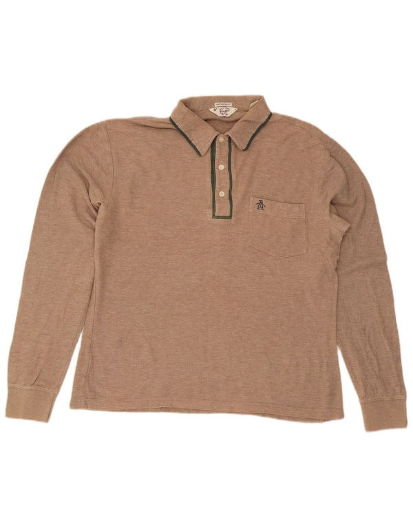 Penguin Heritage Langærmet Slim Fit Polo Shirt Medium Beige Bomuld