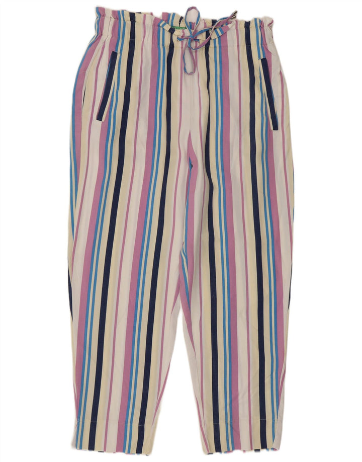 Benetton Womens Cropped Trousers Medium W30 L26 Flerfarvet Stribet