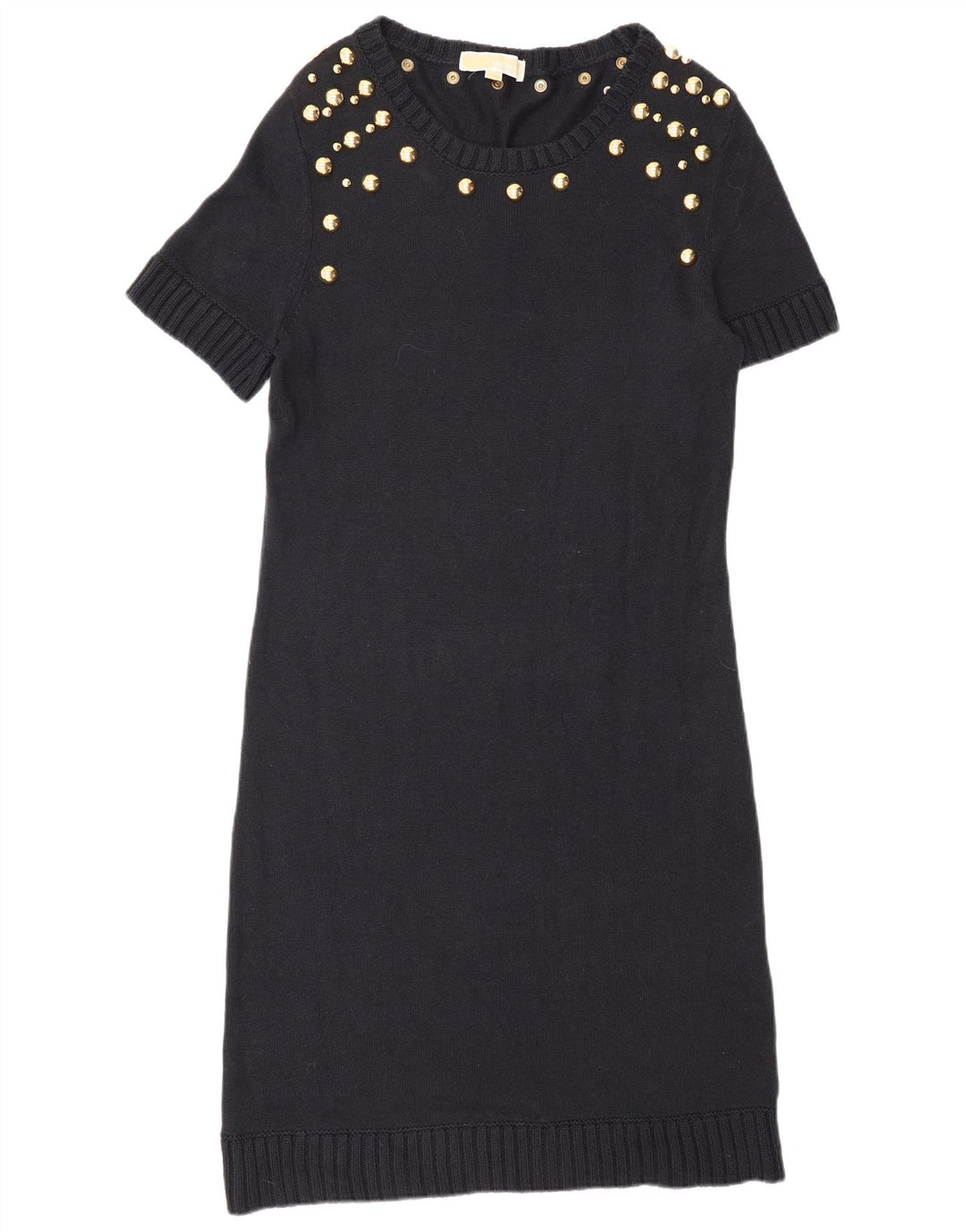 MICHAEL KORS Dame Jumper Dress UK 14 Large Navy Blue Spotted