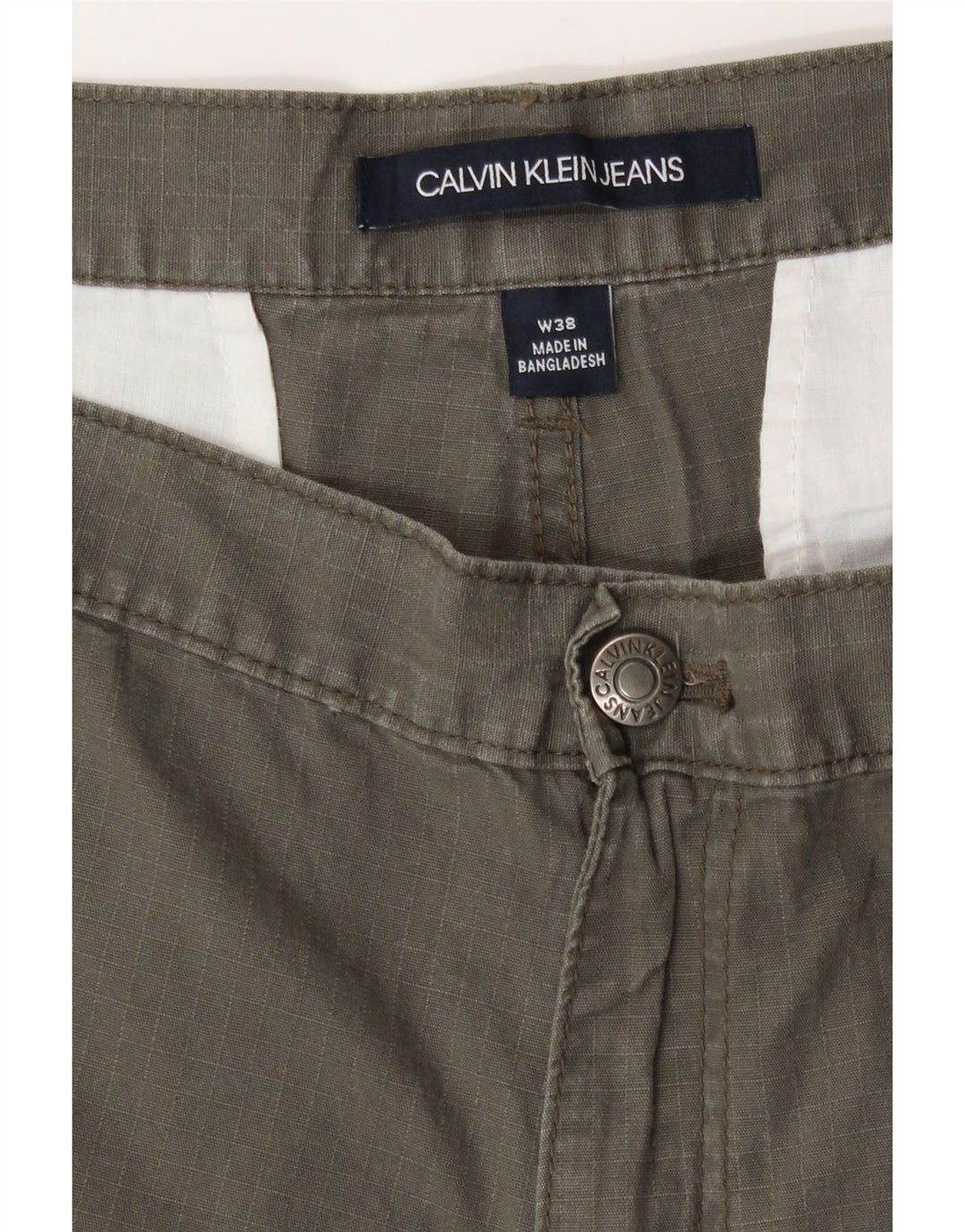 Calvin Klein Herre Cargo Shorts W38 XL Khaki Bomuld