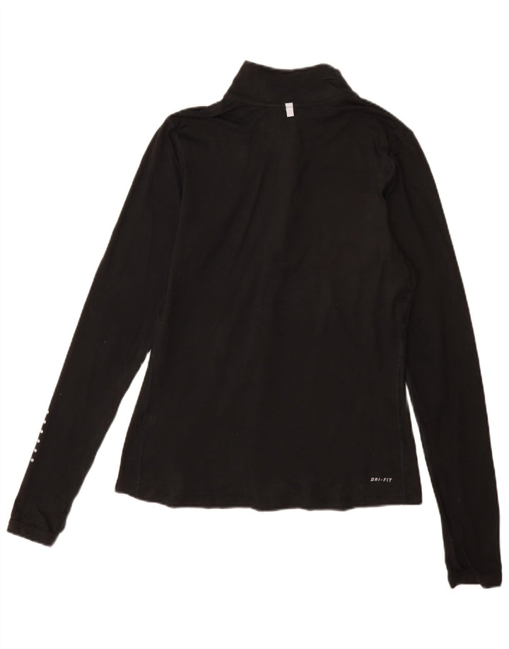Nike Dame Dri Fit Pullover med lynlås-hals Træningsdragt Top UK 10 Lille Sort