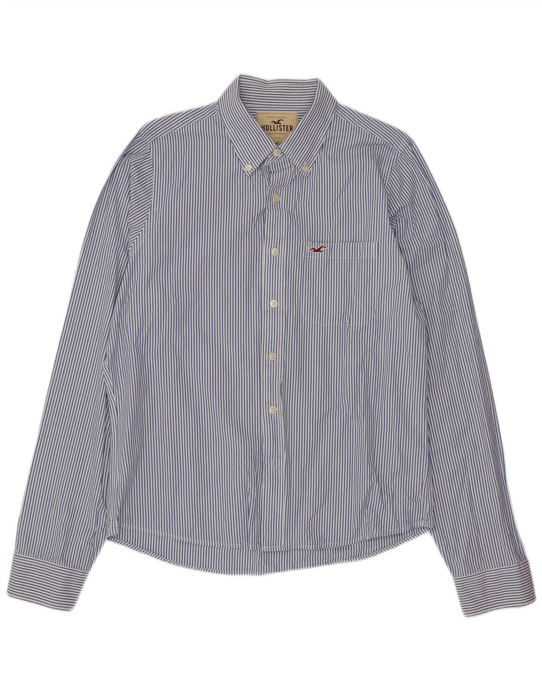 Hollister herreskjorte XL blå nålestribet bomuld