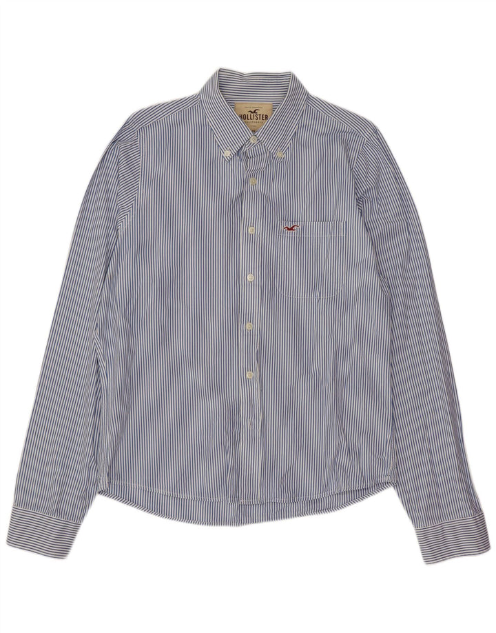 Hollister herreskjorte XL blå nålestribet bomuld
