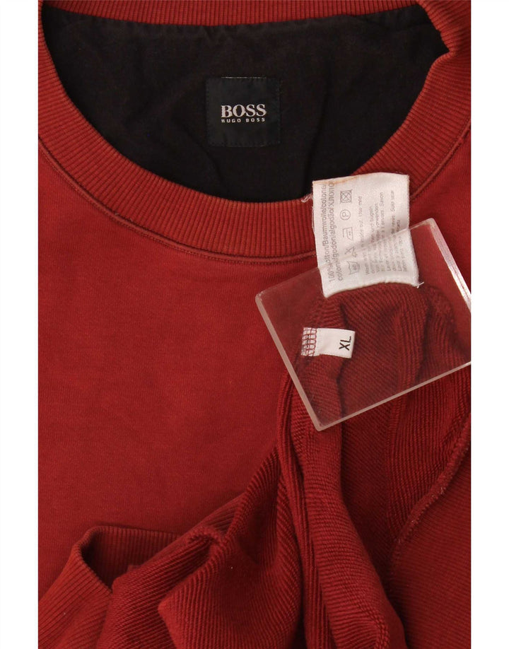 Hugo Boss Herre Sweatshirt Jumper XL rødbrun bomuld
