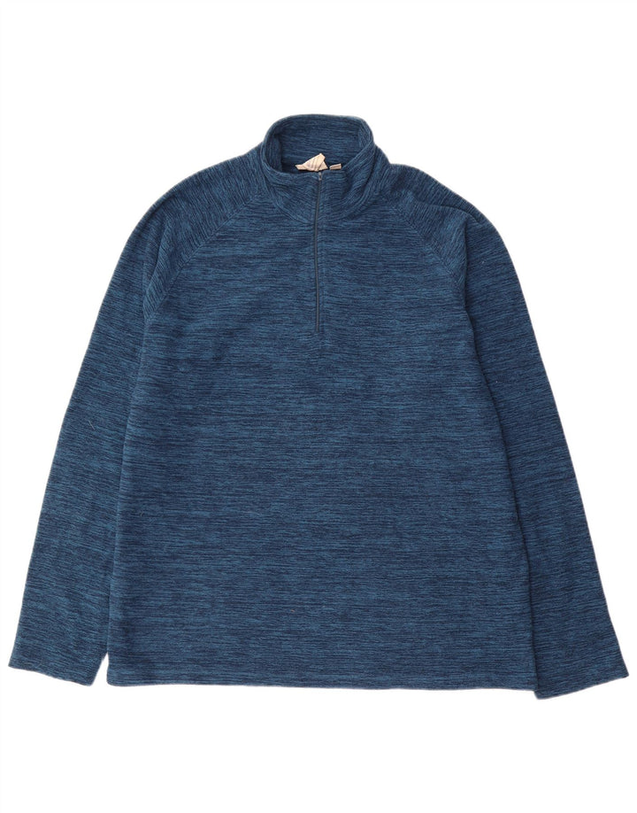 Mountain Warehouse Herre Zip Neck Fleece Jumper Large Blue Flecked Polyester